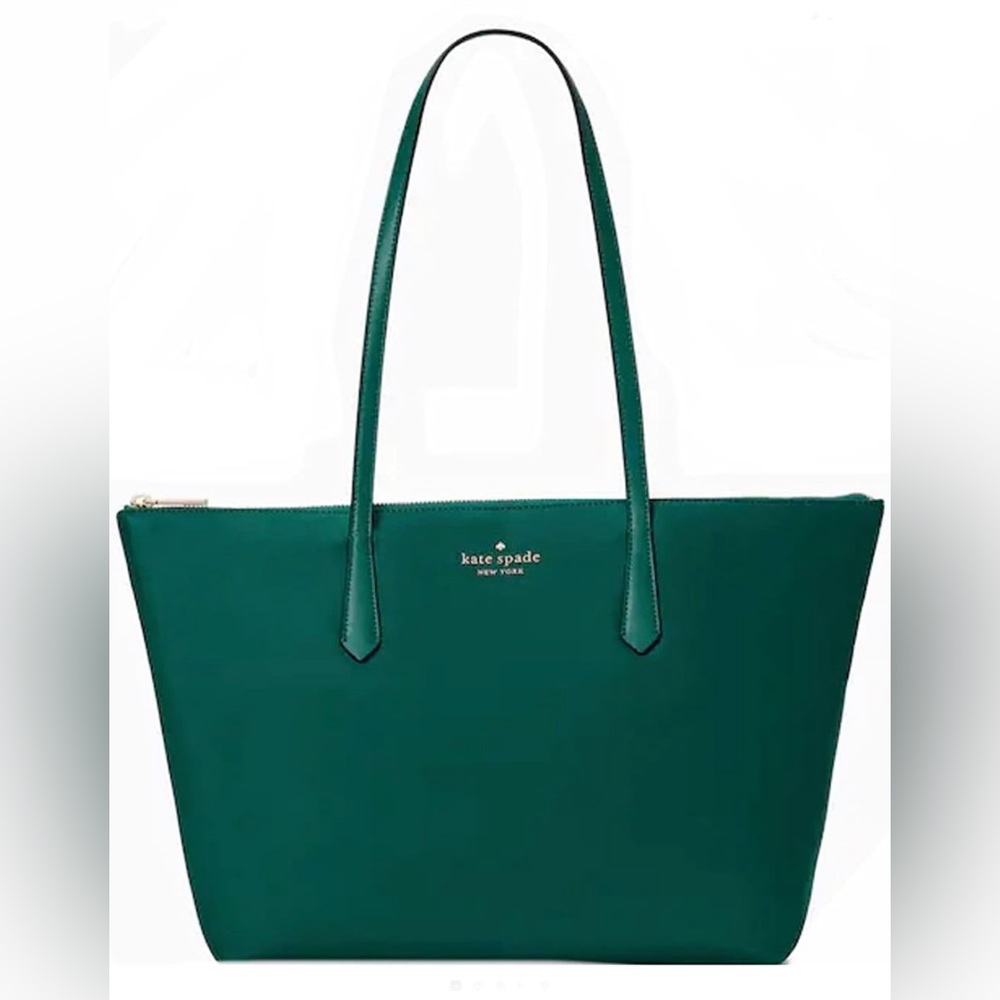 Kate Spade nylon zippered tote in deep jade